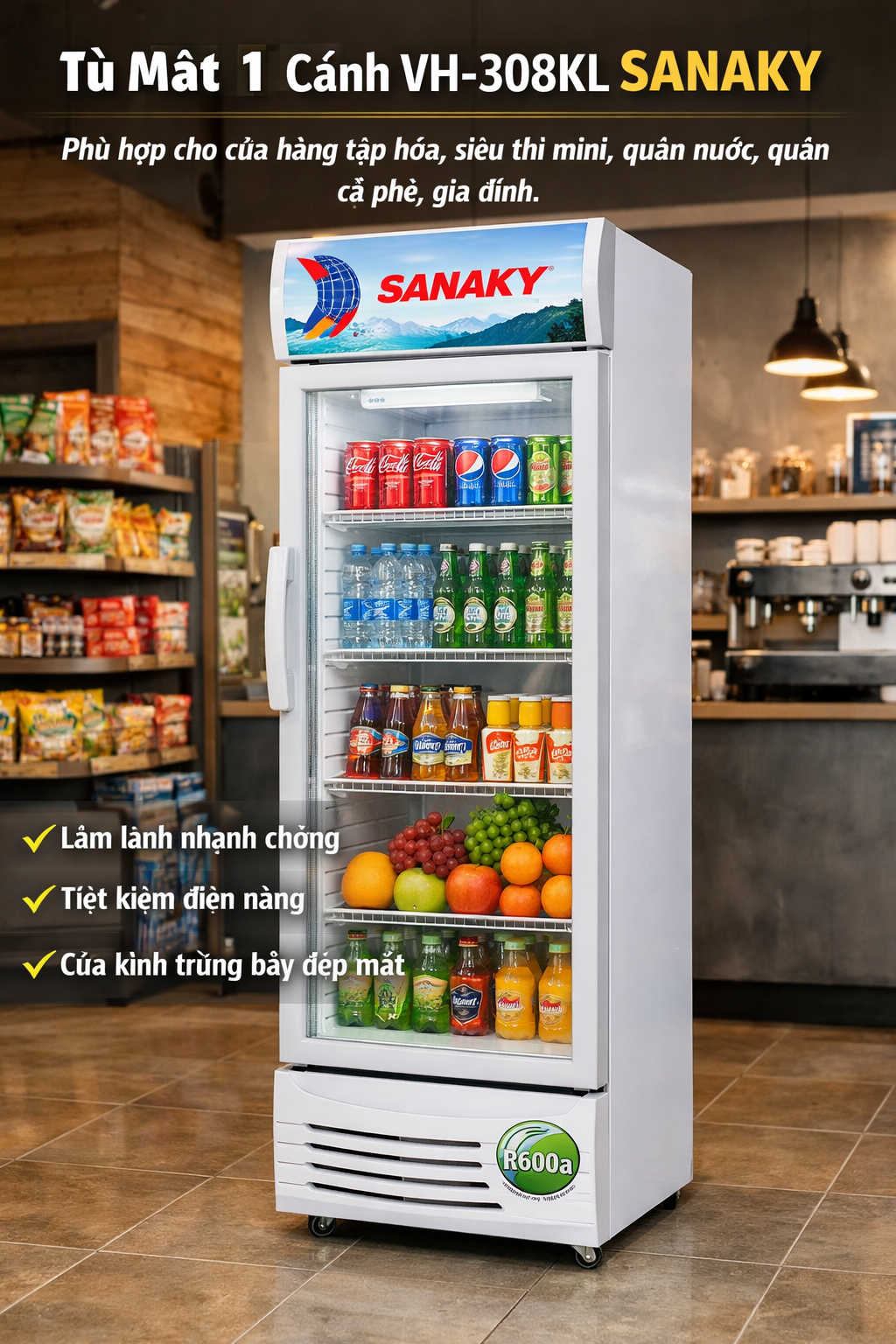Tủ Mát 1 Cánh VH-308KL Sanaky