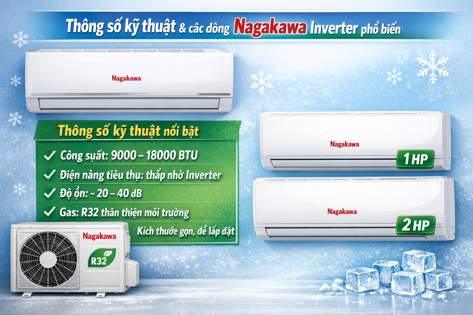 Máy Lạnh Nagakawa Inverter 1HP giá rẻ Biên Hoà